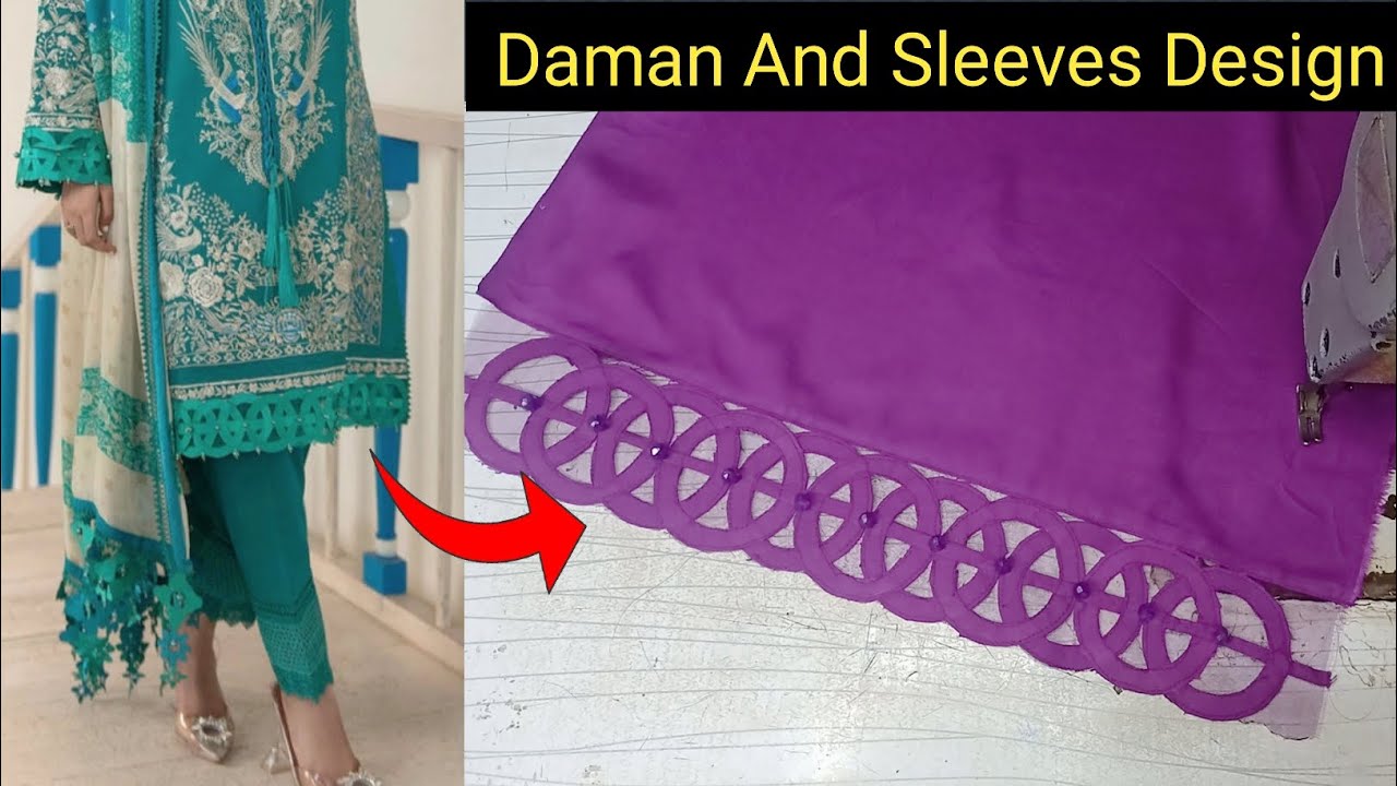 Latest daman design for kameez | new daman and sleeves design | circle daman cutting and stitching