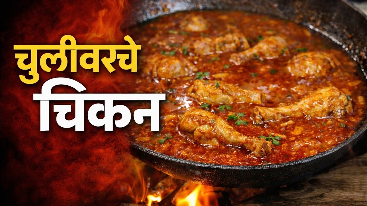 चुलीवर चिकन करून बघा काय चव लागते हा .....l Village Style  Open Fire Chiken l @shirkes food court l