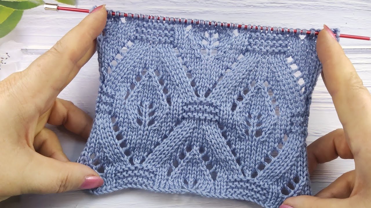 Leaves Knit Stitch | Blattmuster stricken | Punto Hojas a dos agujas | Point de Feuilles au Tricot