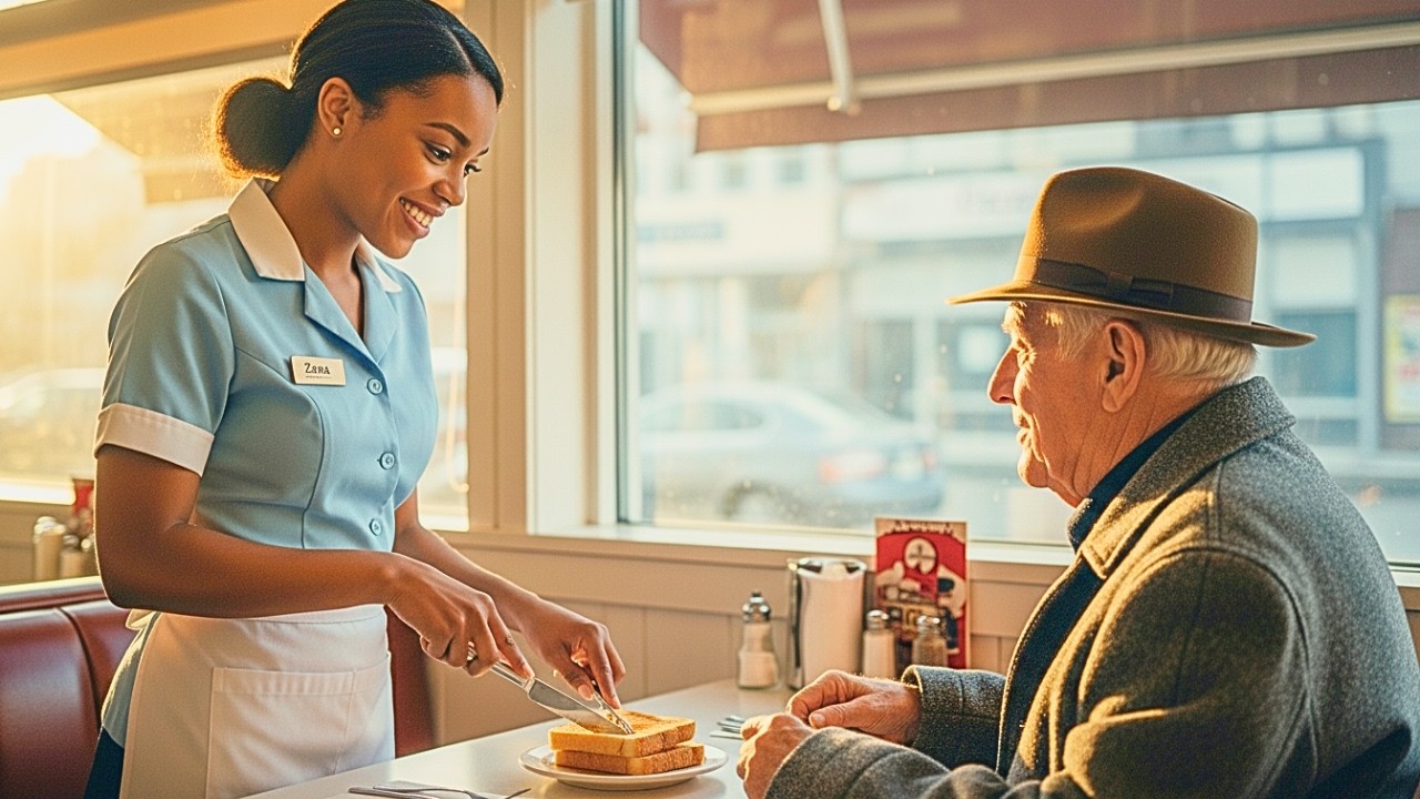 Black Single Mom Waitress Helped an Old Man Daily—Then His Lawyers Arrived With 4 Bodyguards