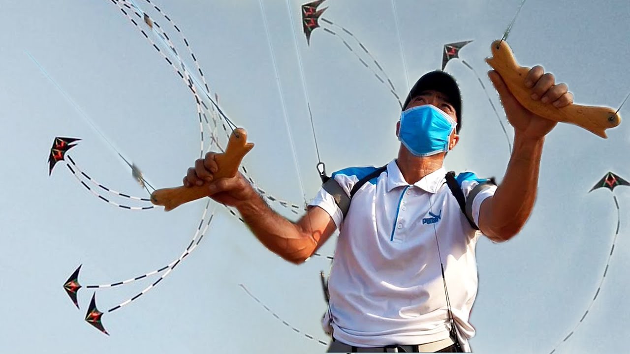 MÃN NHÃN XEM NGHỆ NHÂN ĐIỀU KHIỂN CÙNG LÚC 4 CON DIỀU LƯỢN HAI DÂY || SPORT KITES || STUNT KITES