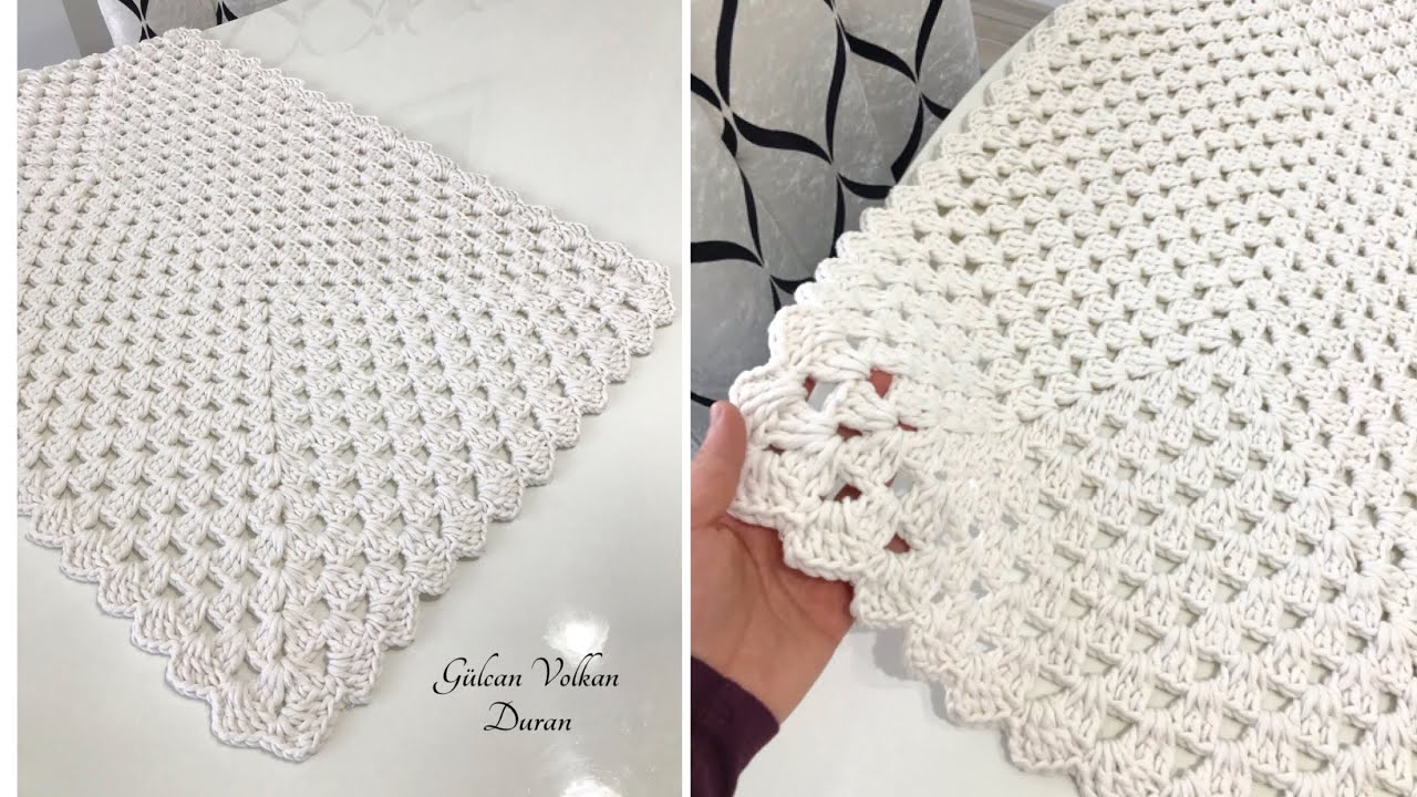 ❣️Yıllardır Kullanıyorum🤩Mutlaka Denemelisiniz🧶- Tığ İle Örgü Dikdörtgen Paspas Yapımı