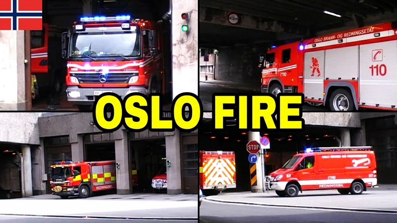 6 x brannbiler Hovedbrannstasjonen Oslo Brann- og Redningsetat