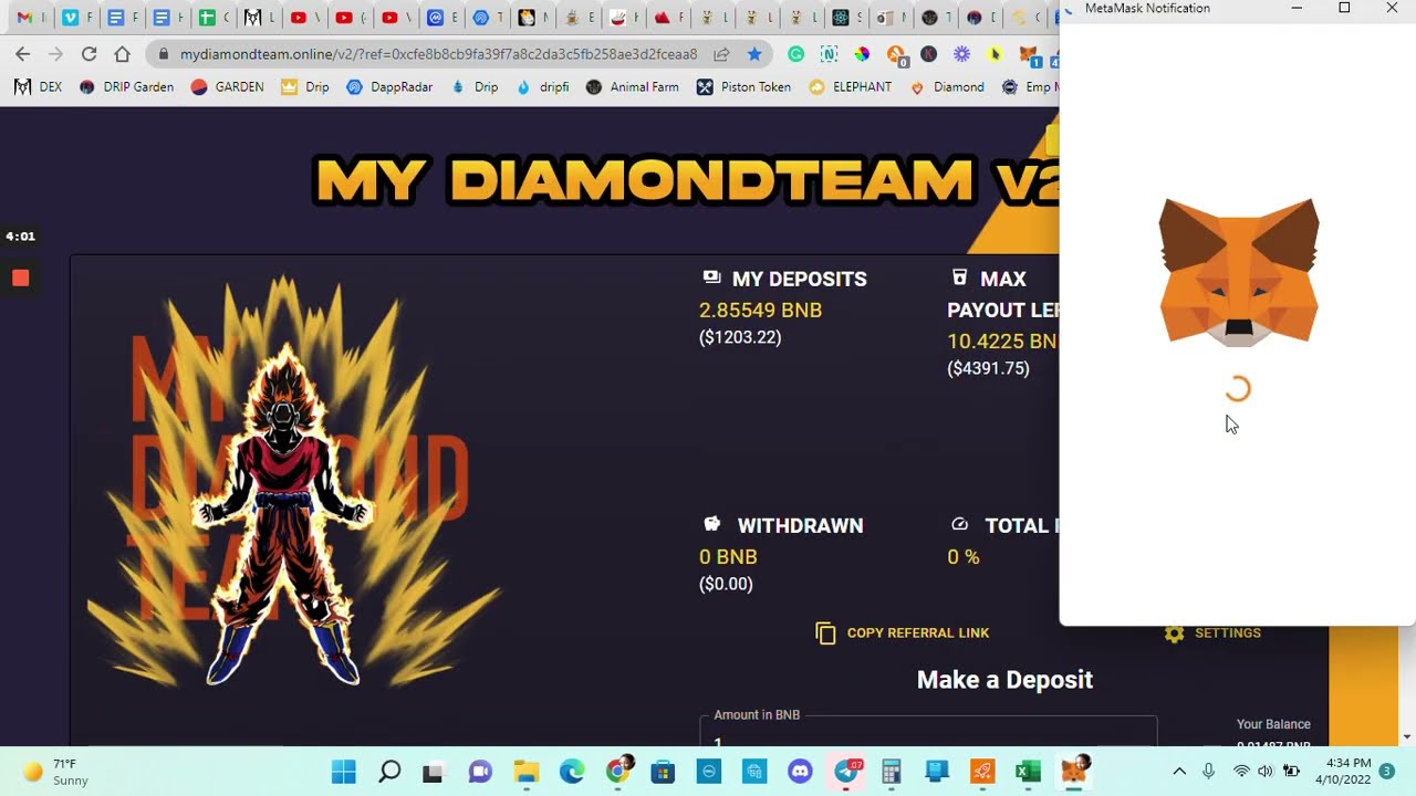 Live Compound of My Daily 1.5% Daily ROI In BNB- My Diamond Team Review $BNB
