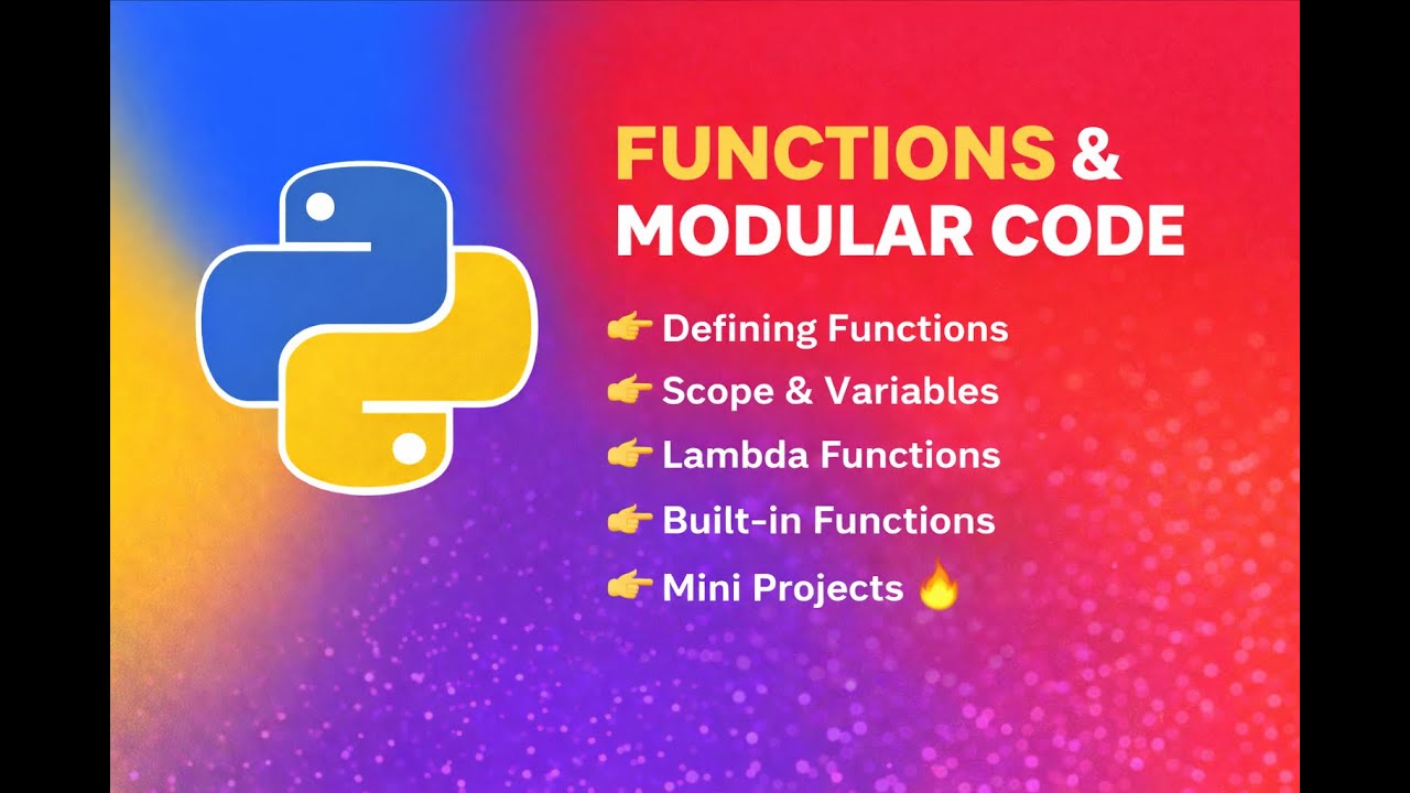 Functions & Modular Code in Python 🧩 | Def, Scope, Lambda & Built-ins