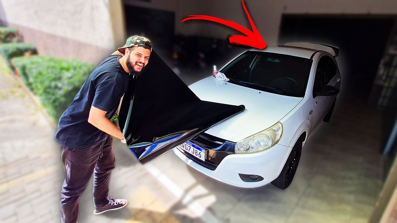 ENVELOPEI O TETO DO JAC J3 DE PRETO! *ficou muuuito bom!*