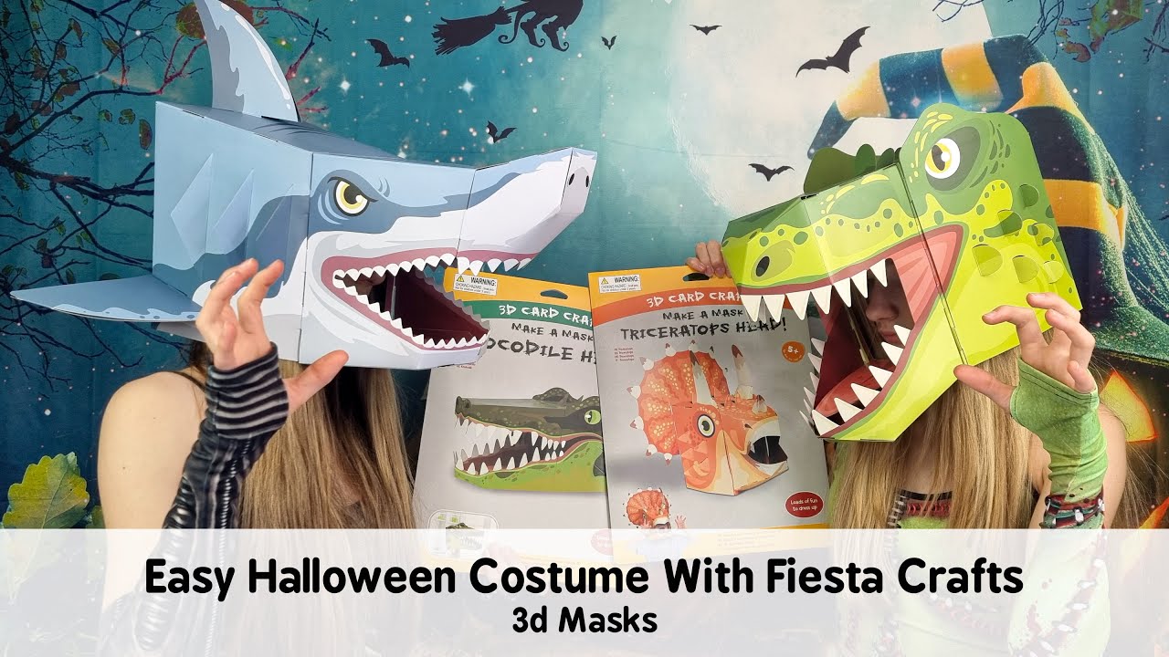 Easy Halloween Costumes With Fiesta Crafts 3d Masks | Shark, T-Rex,  Crocodile & Triceratops