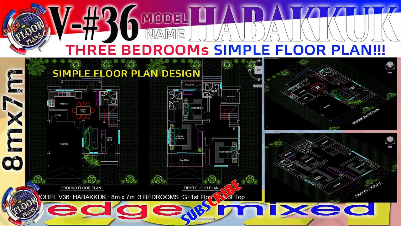 HABAKKUK - Three Bedrooms Simple Floorplan - Ground and First Floor  House plan