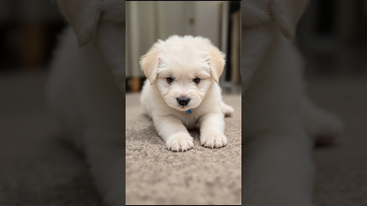 Fluffy White Puppy Playing Video #puppy #cute #pets #funny #dog #viral #shorts