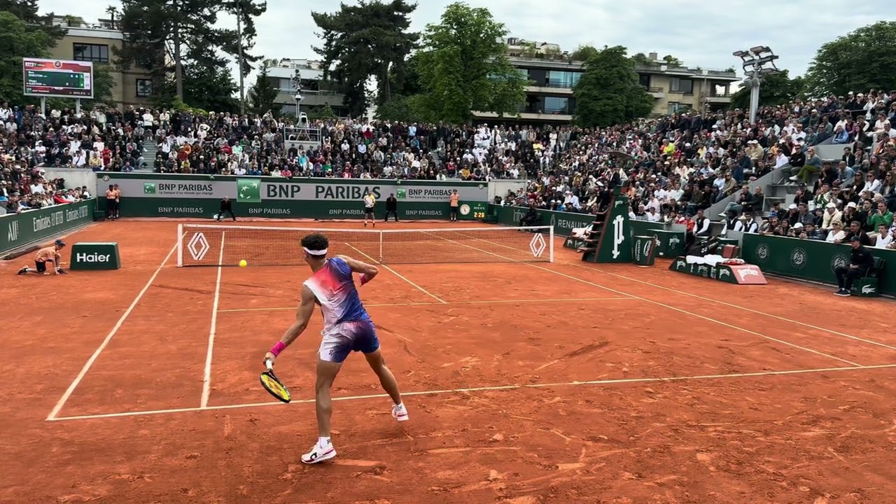 Ben Shelton Vs Hugo Gaston | Roland Garros 2024 | First Round | Court Level View