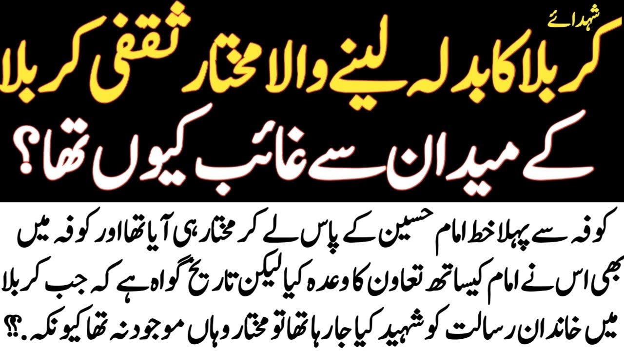 Karbala Ka Badla Lene Wala MUKHTAR SAQAFI karbala ki jang ma shareek Q na hua? /HISTORY/ NABVI TALKS