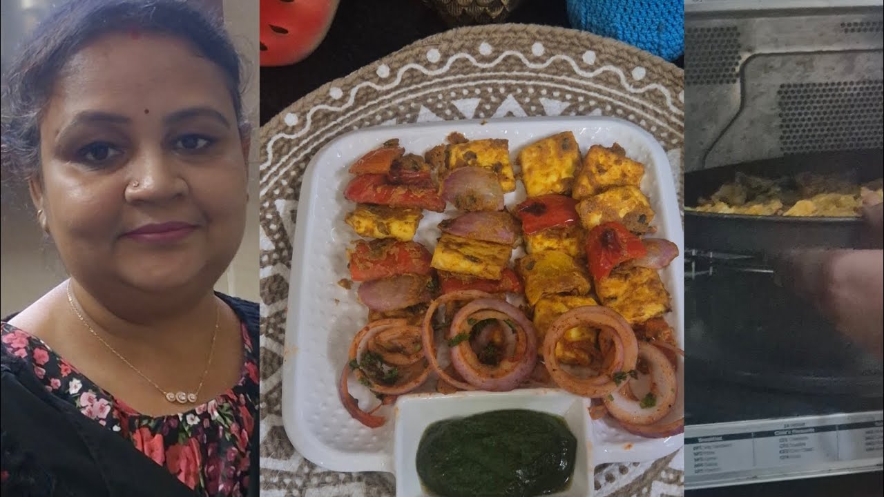 Tandoori  Paneer tikka microwave me banaya😀