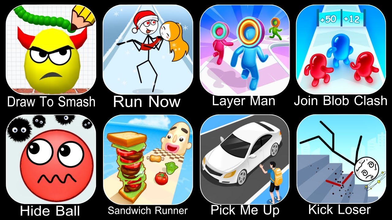 Draw To Smash, Hide Ball, Run Now, Layer Man, Join Blob Clash, Pick Me Up,Kick Loser,Sandwich Runner
