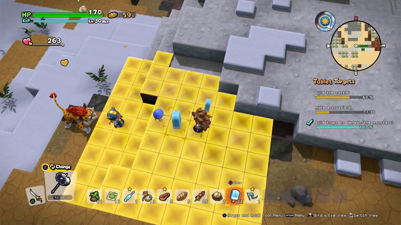 Dragon Quest Builders 2 [PS4] Playthrough #103, Cerulean Steppe: Snowfield; Castle Tour