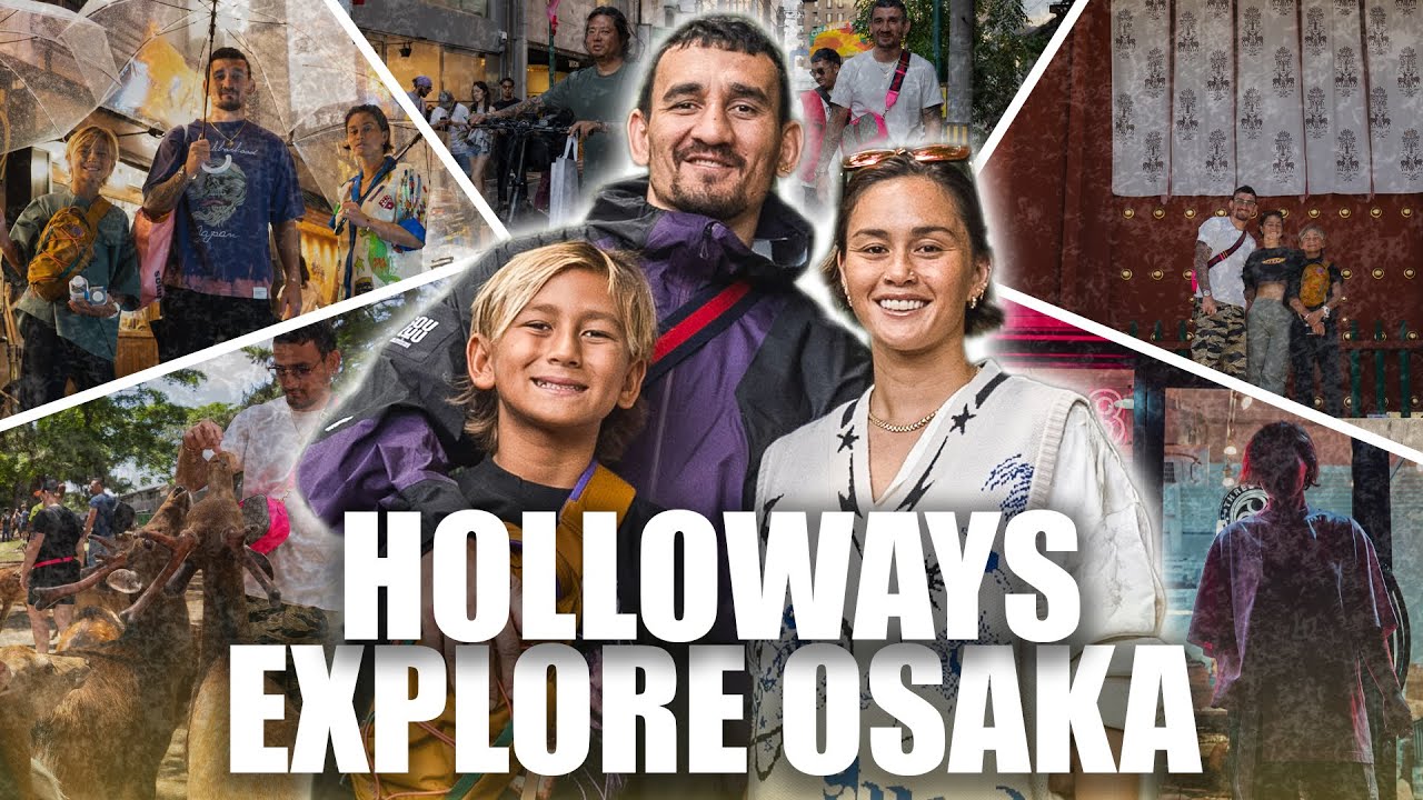 Max Holloway and Family tour Osaka, PUFFERFISH, Tattoo, Bowing Deers, Castle, and Bamboo Forest