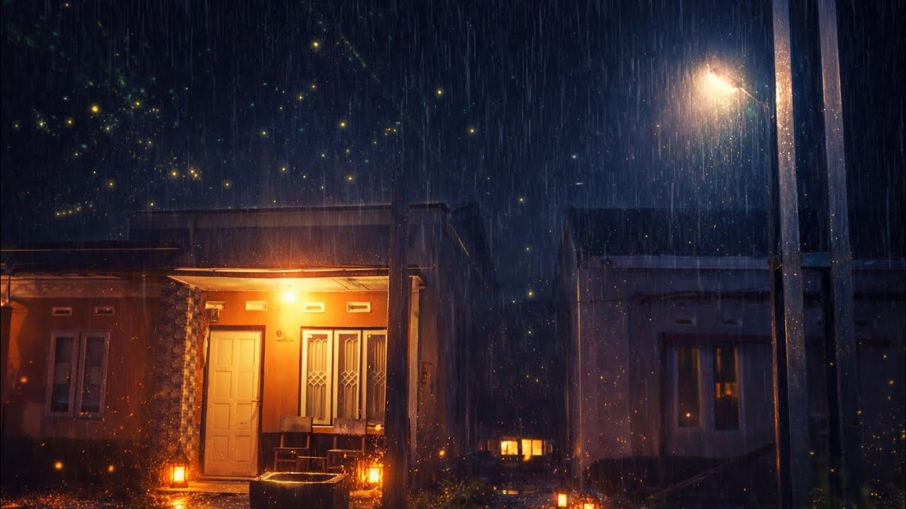Full of energy to quickly fall into a deep sleep with heavy rain at night 