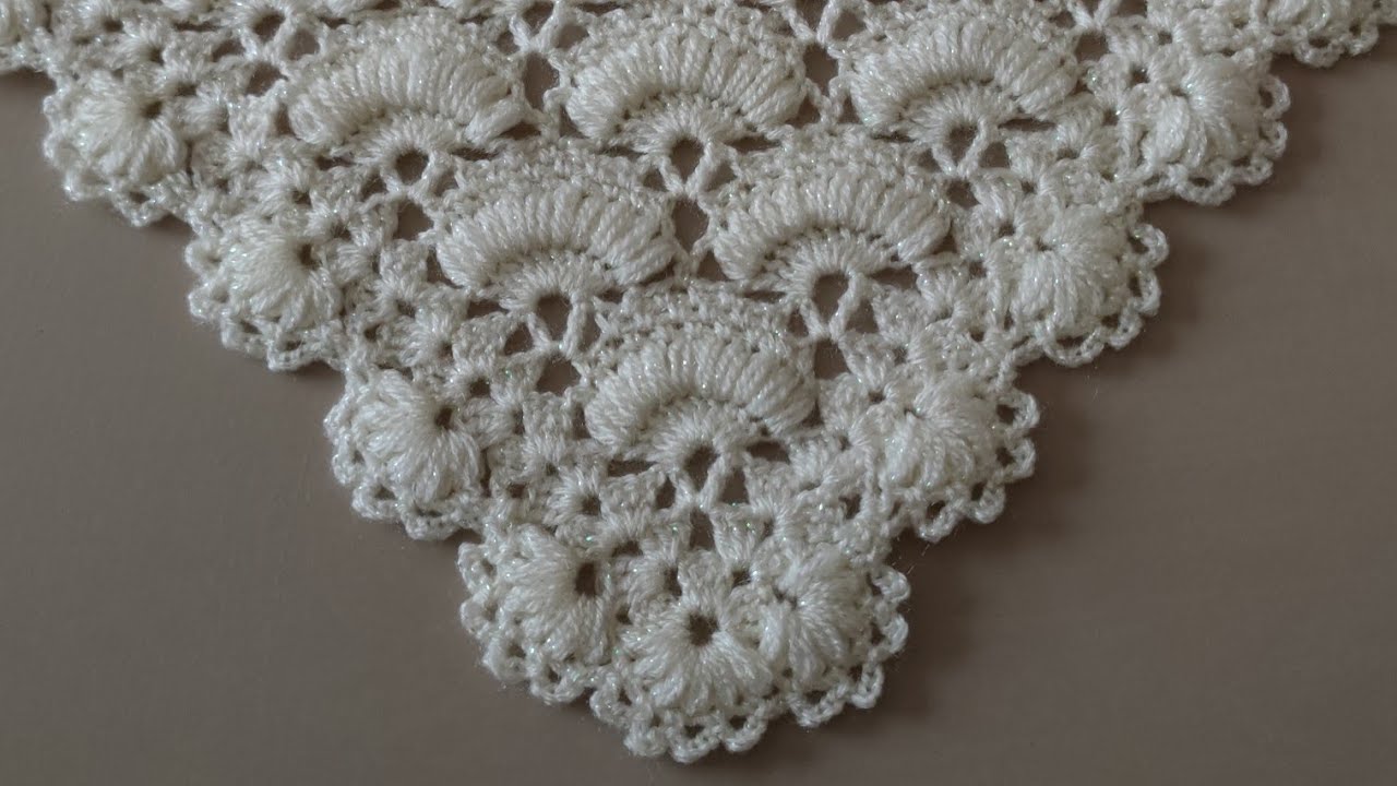 Схема вязания треугольной шали крючком для начинающих - Trend Crochet Shawl