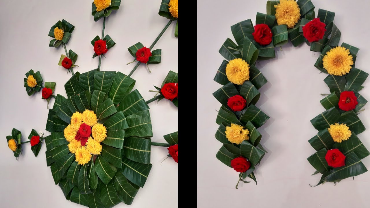 2 Unique type of Mango Leaves Back Drop/Background Idea For Varamahalakshmi Pooja |A2 Crafts