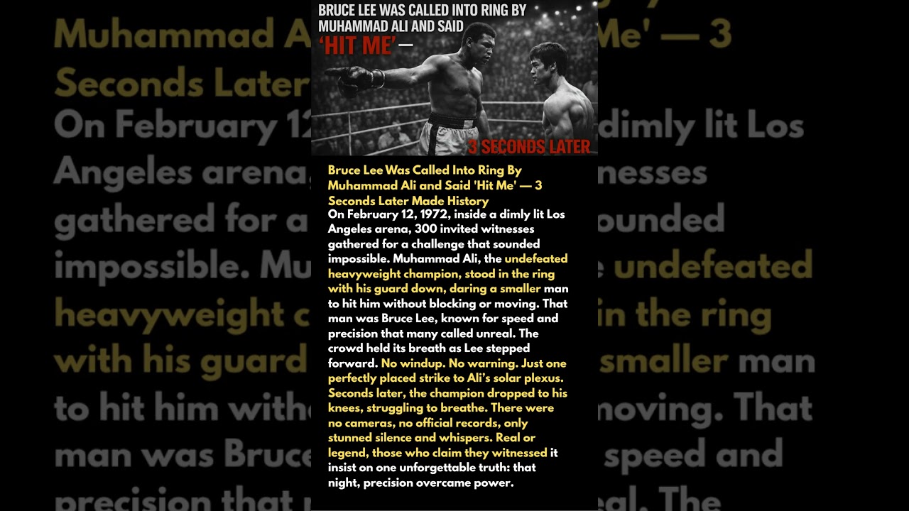 Bruce Lee Was Called Into Ring By Muhammad Ali and Said 'Hit Me' 3 Seconds Later Made History#shorts