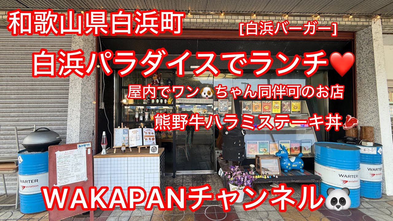 和歌山県白浜町　[白浜バーガー]白浜パラダイスでランチ❤️屋内でワン🐶ちゃん同伴可のお店　WAKAPANチャンネル🐼