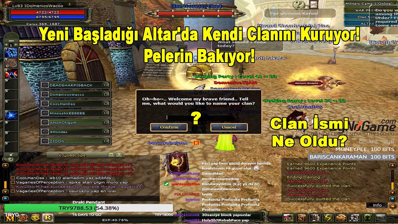 DomenicoWacco - Yeni Başladığı Altar'da Kendi Clanını Kuruyor! Clan İsmi Ne Oldu? | Knight Online