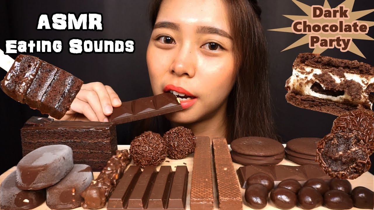 ASMR Pesta Cokelat (Dark Chocolate Candy Bars & Cakes Party) | Eating Sounds | No Talking