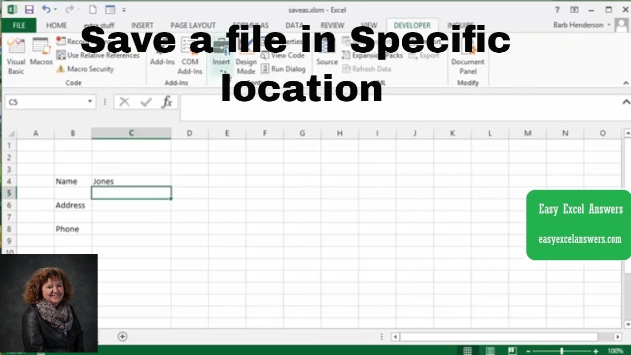 Save a File to a Specific location Using a Macro in Excel