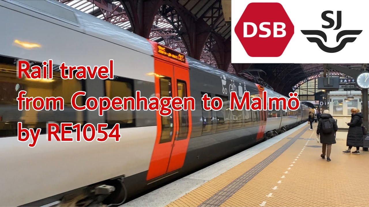 Short journey from Copenhagen, Denmark to Malmö, Sweden by RE1054