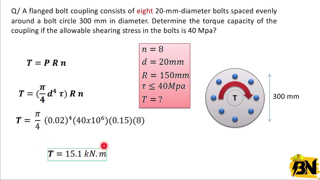 Flanged bolt couplingsمقاومة المواد _كتاب سنكر_ الفصل الثالث