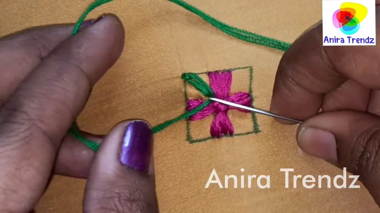 Beautiful hand embroidery - stitched blouse / kurtha neckline