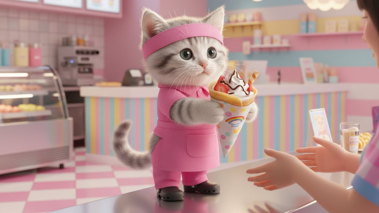 いらっしゃいませ!!甘くて美味しいクレープ屋さん!!ねこの一日に密着🐱🥞