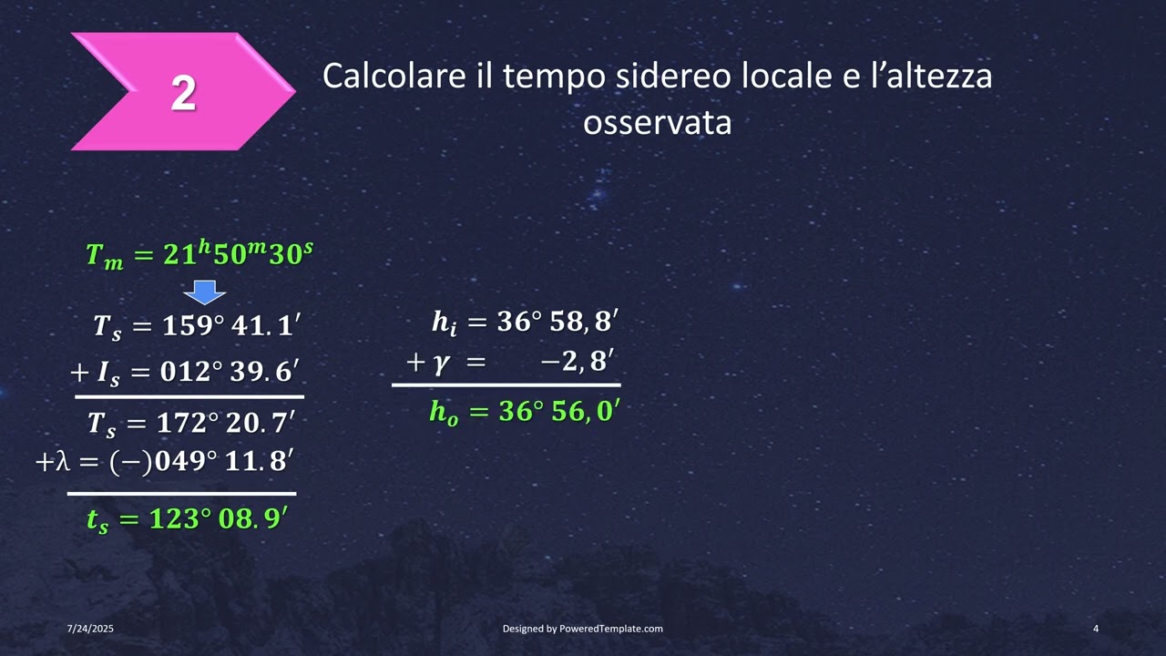 PILLOLE DI NAVIGAZIONE ASTRONOMICA  - ASTRO X - Esempio 1
