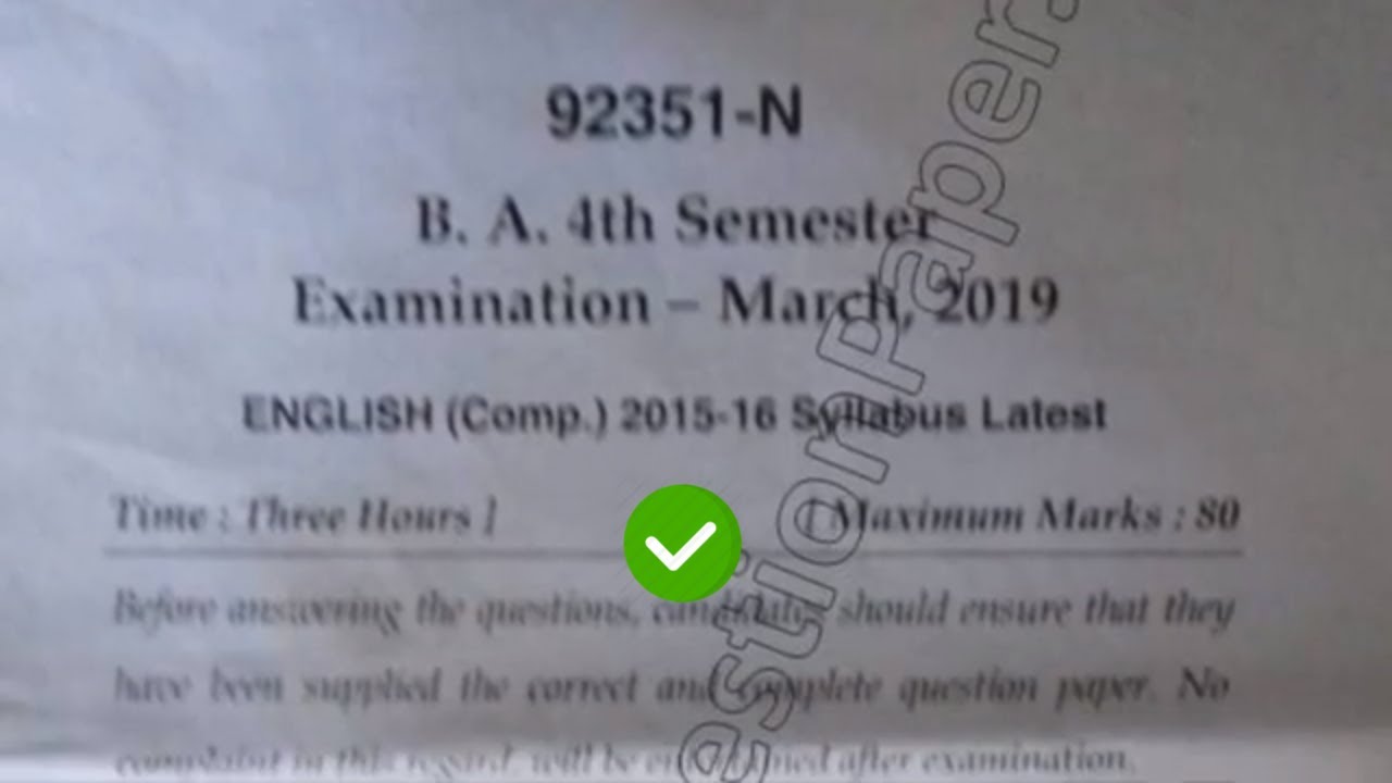2019 Mdu BA Pass 4th Sem English Question Paper || Techbr Hindi