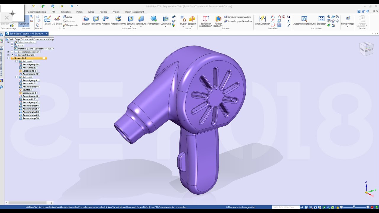 Solid Edge Tutorial #1 - Extrude and Cut