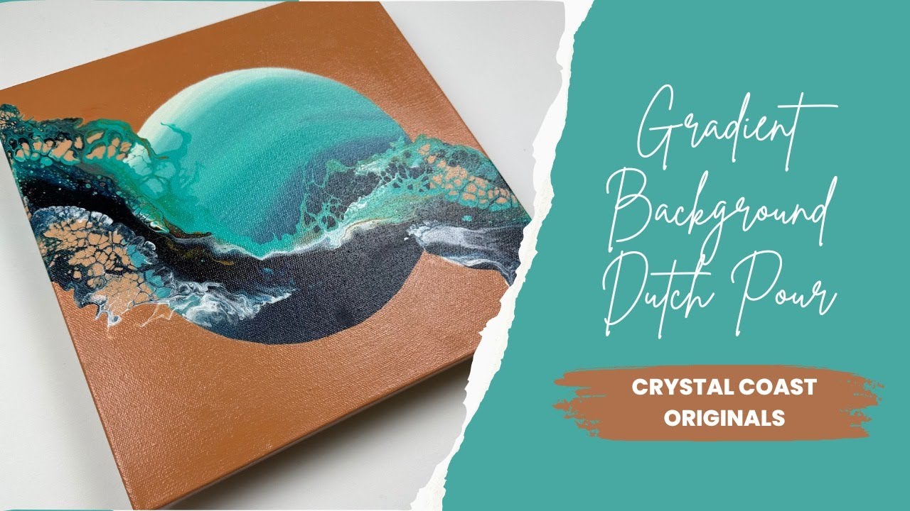 New Wave Gradient Background Dutch Pour Fluid Art Acrylic Pour Painting/ Transparent Base