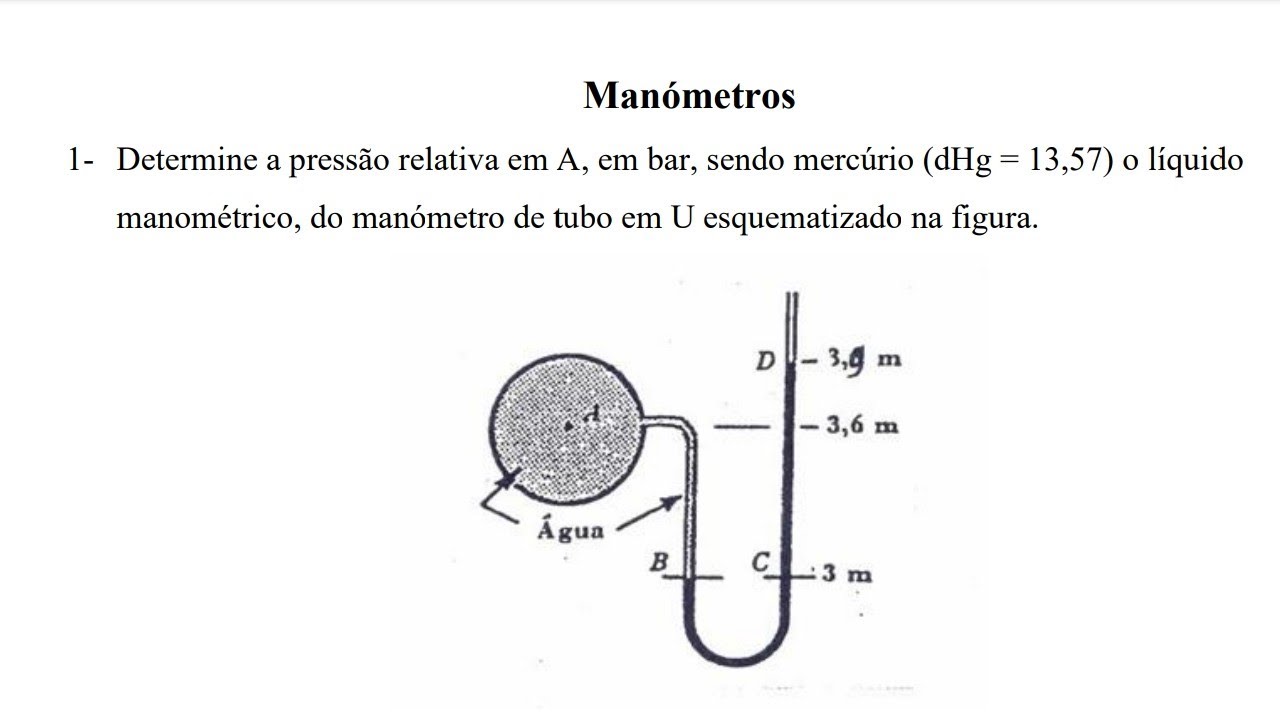 Exercício Resolvido |•Manometro_Hidraulica Eng. Civil