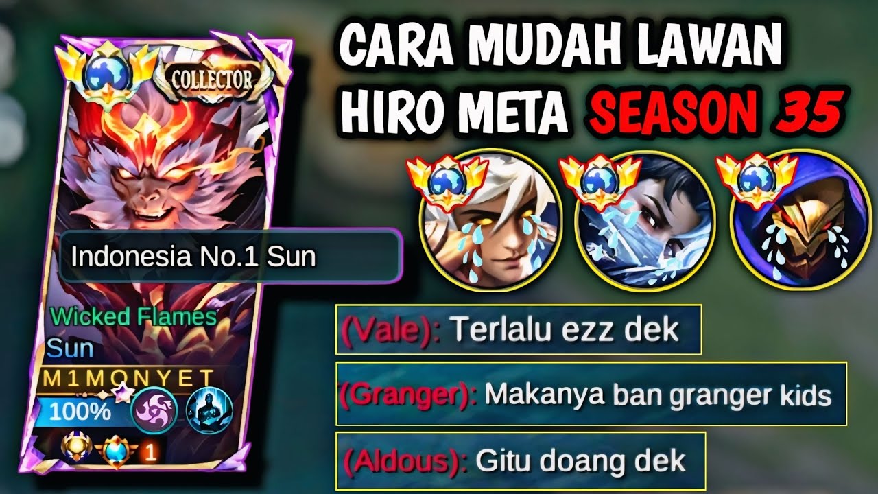 CARA MUDAH LAWAN HIRO OVER POWER DI META SAAT INI ❗ | BUILD TOP GLOBAL SUN | MOBILE LEGENDS