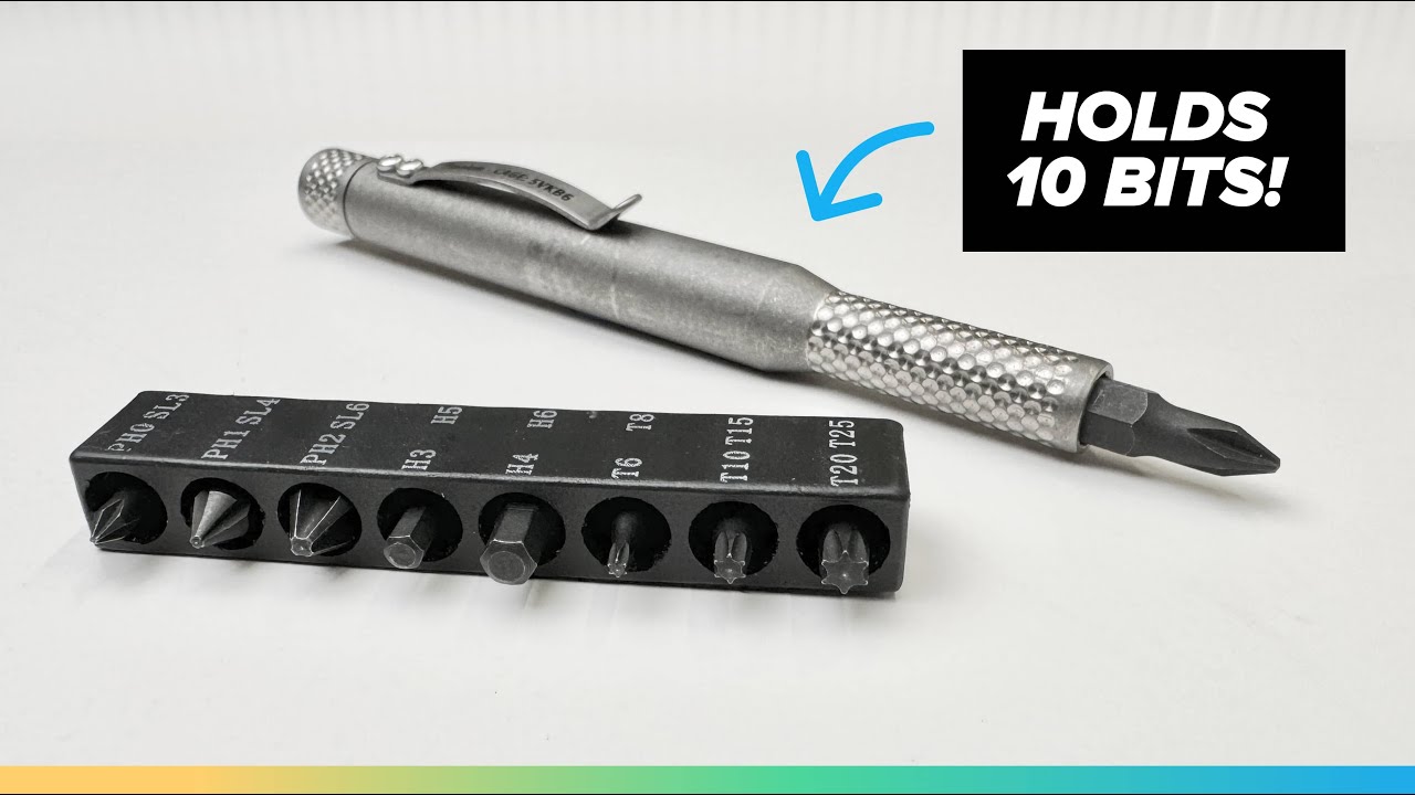 Pocket screwdriver with 10 BIT STORAGE for EDC - CountyComm Titanium Bit Driver