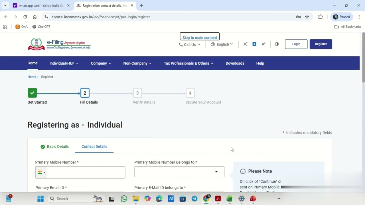 how to register on income tax e-filing portal 