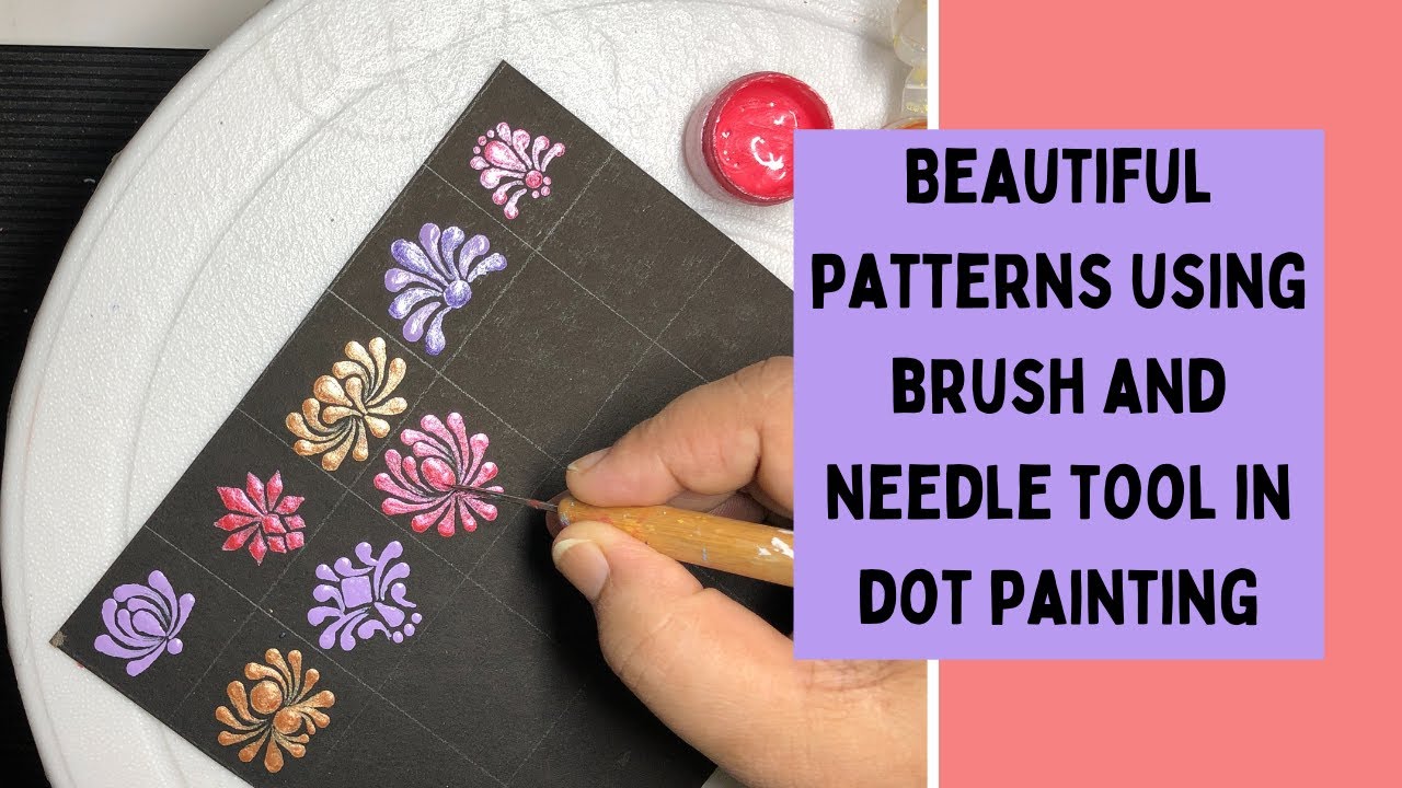 How to make different shapes in dot painting using brush and needle tool. Beautiful dot patterns.