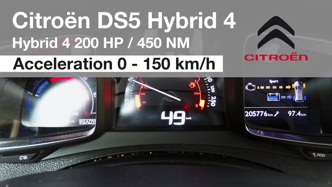 2013 Citroën DS5 Hybrid 4 Ускорение 0 - 150 км/ч + Расход топлива