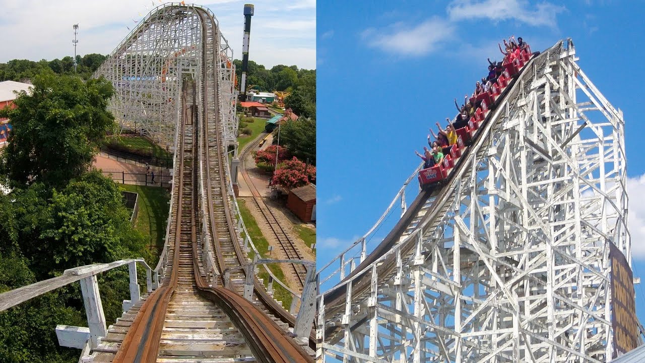 Wild One Wooden Roller Coaster Front Seat Onride POV Six Flags America