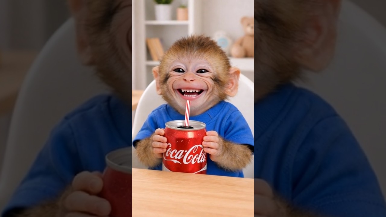 This Baby Monkey Tried Cold Drink for the First Time 🥤🐒