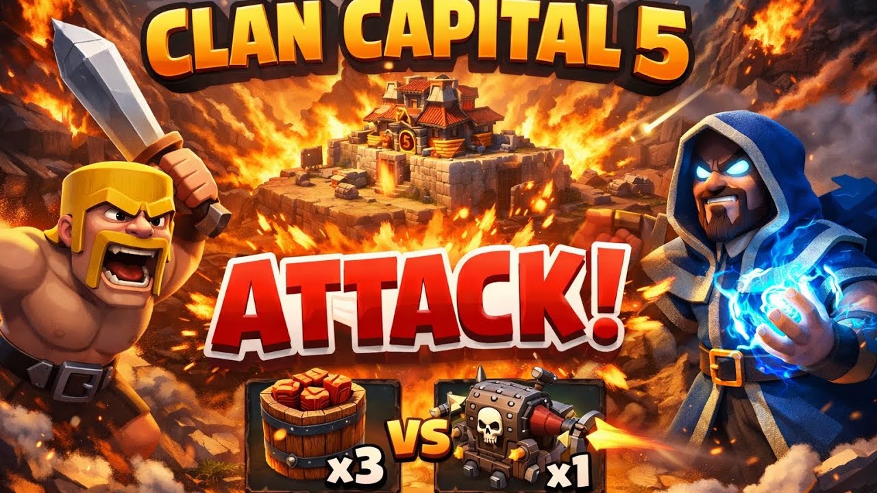 Clan Capital 5 Attack🔥 100% Destruction |#ClanCapital5#ClanCapital#CapitalPeak#RaidWeekend#COCAttack