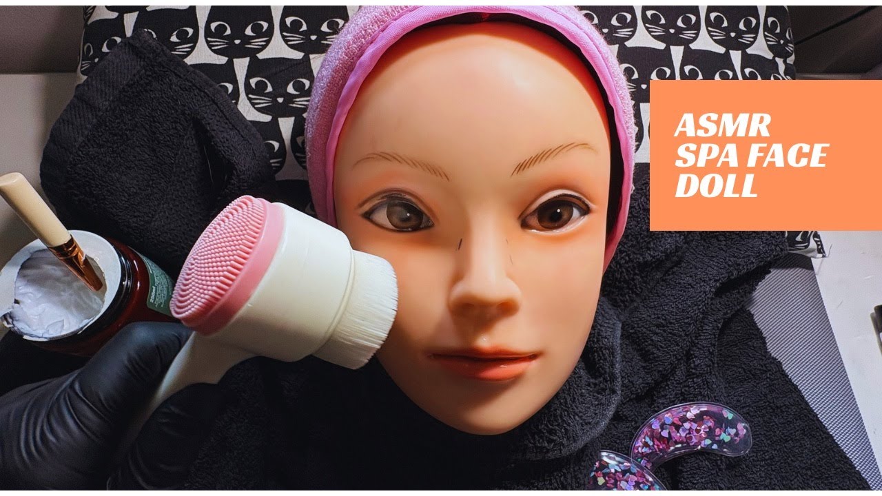 #ASMR 💆🏻‍♀️ Face SPA Doll (massage, gloves, foam, brush) Trattamenti SPA con la testina ❤️