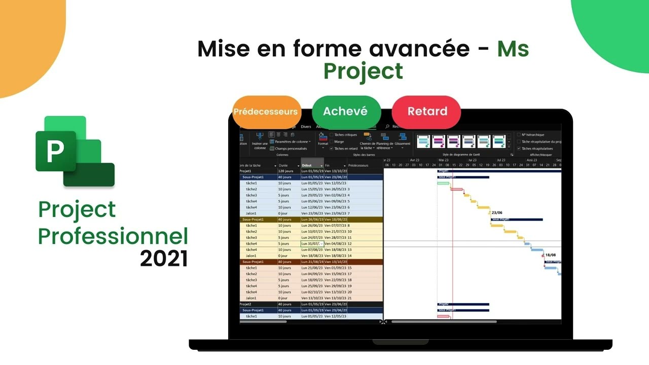 T3 - Ms Project Tutoriel : Mise en forme avancé - 4min