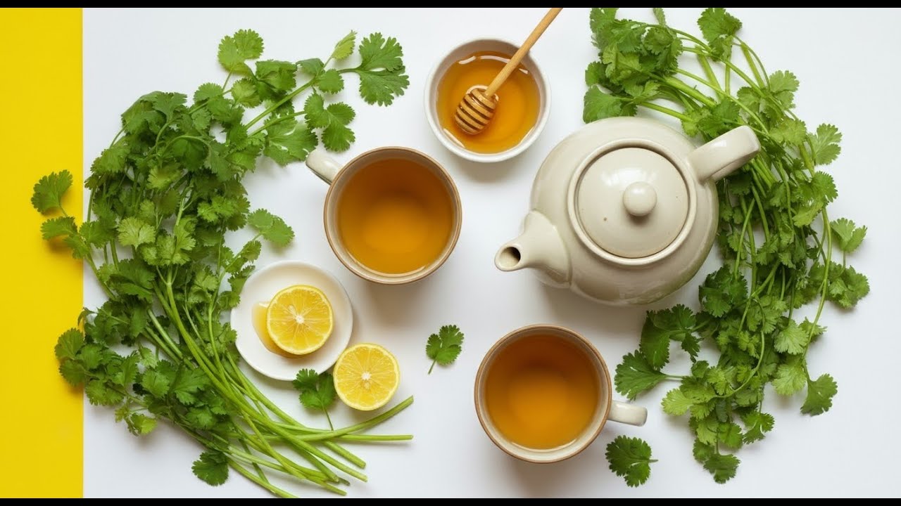 Bedtime tea coriander ginger lemon! Remove toxins from the body!