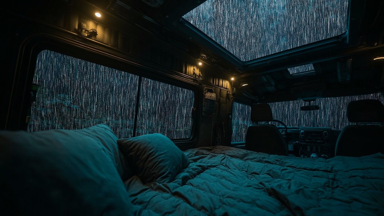 Sonido de Lluvia en la Ventana del Auto con Truenos para Aliviar el Estrés y Dormir