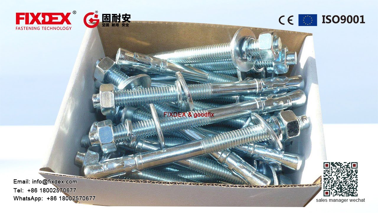 High quality m12 galvanized iron through bolt steel wedge anchor bolts