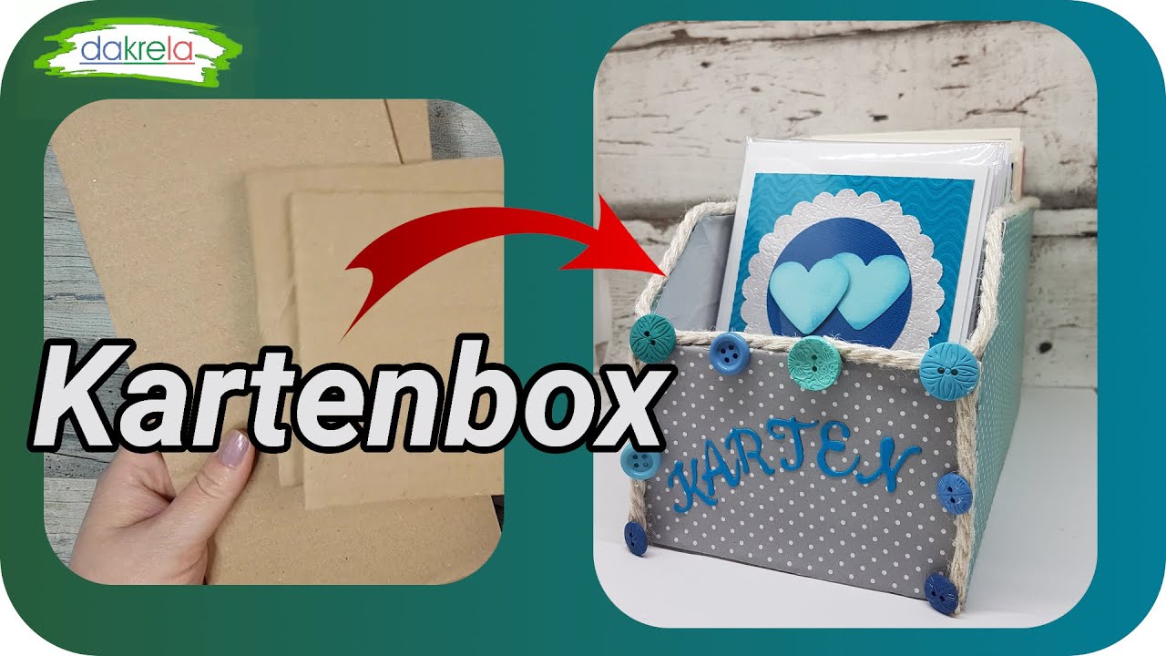 Kartenbox für über 50 Grußkarten basteln Upcycling - Idee mit Kartonresten